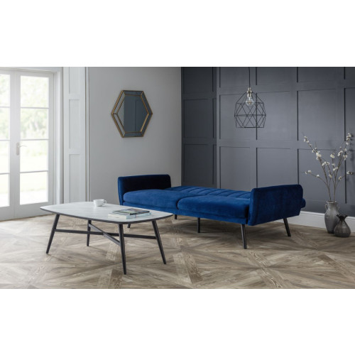 Dale Leisure Afina Blue Velvet Fabric Sofa Bed (D92 x W209 x H83)